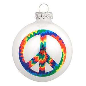  Tie Dye Peace Sign Glass Ornament