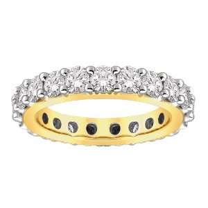  14k Yellow Gold Bead Set Diamond Eternity Ring (3.00 cttw 