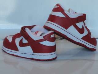 Nike Dunk Low White Red Sneakers Infant Toddlers Size 8  