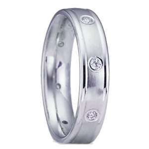  4.0 Millimeters 14 Karat White Gold Diamond Wedding Ring 