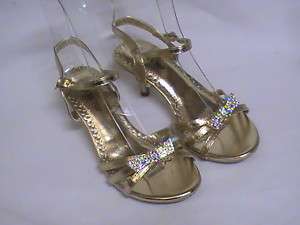 Girls Gold Dress Shoes Pageant Heels(T 28) Yt Sz 11  