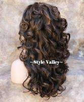 Brown Mix 3/4 Fall Half Wig Long Curly Hair Piece  