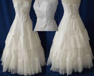 Formal Wedding Prom Ball Gown Dress Gala Off White XS 4  