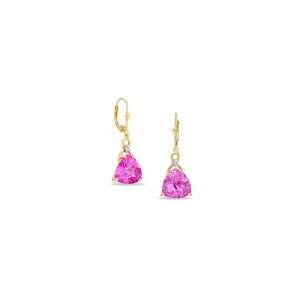   Pink Sapphire and Diamond Accent Drop Earrings in 10K Gold fancy
