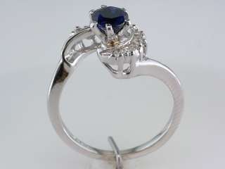   .80ct Sapphire & Diamond Art Deco 14K White Gold Engagement Ring