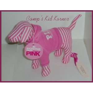   Plush Pink Striped Dog in Pink Hoodie Sweatshirt 