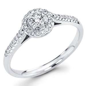  14K White Gold Round cut Diamond Wedding Engagement Ring 