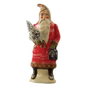  Red Father Christmas with Snowy Tree Chalkware Figure 