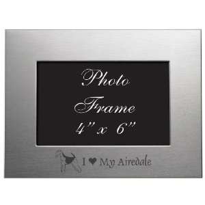  4x6 Brushed Metal Picture Frame   I Love My Airdale 