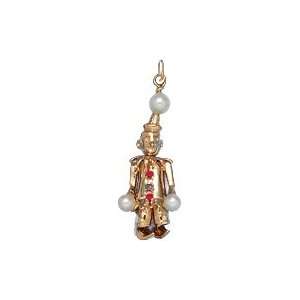 Movable Clown, 14K Yellow Gold Charm Jewelry
