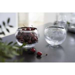  Herstal 7028488024 Clear Mira Small Bowl, Silver Edge, 2 