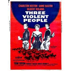 Three Violent People Poster Movie UK 27x40 