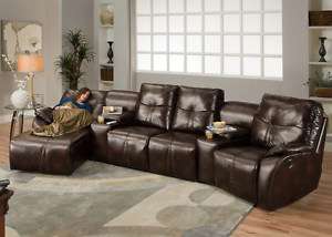 Leather Home Theater Sectional Sofa Recliners & Chaise  