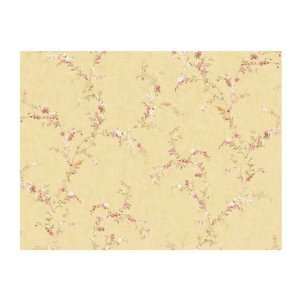   Wallcoverings Keepsake GP7230 Floral Vine Wallpaper, Soft Yellow/Pink