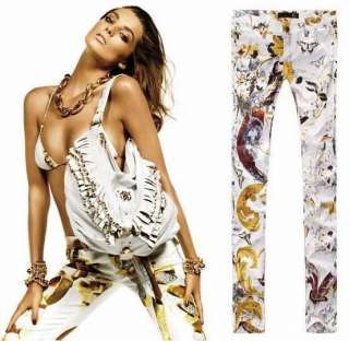 HOT SALE New COOL Designer Floral Print Pencil Pants Skinny Jeans 