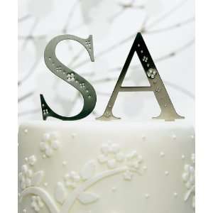   Favors Brushed Silver Monograms with Crystals