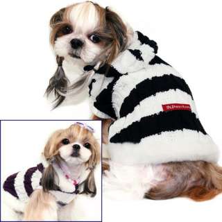COAT CABLE KNIT dog fur trim hooded jacket PUPPY ZZANG  