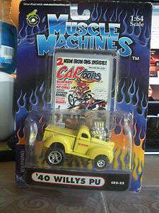   64 1940 WILLYS PICK UP CAR TOONS YELLOW BY MUSCLE MACHINES Mi55  