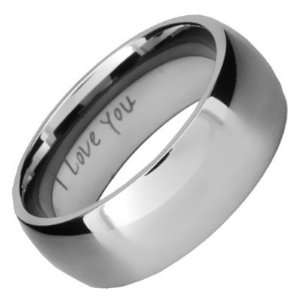 Brand New Mens Titanium Ring Engraved I Love You In Black Velvet Gift 