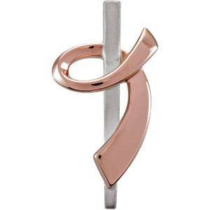  R45235 Sterling 28.50 Mm Ribbon Of Courage 14K Rose Gp 