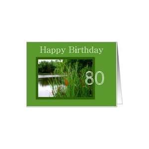   Happy Birthday to Age 80   Cat Tails on the Water Card Toys & Games