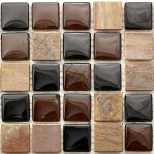  Brown Horizon Blends Series Glossy Glass and Metal Tile   14306