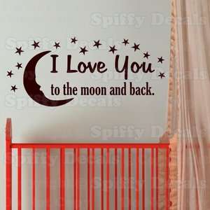 LOVE YOU TO THE MOON AND BACK 15 STARS Quote Vinyl Wall Decal Decor 