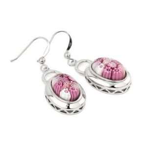  Millefiori Pink Oval Earrings 
