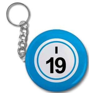 Creative Clam Bingo Ball I19 Nineteen Blue 2.25 Inch Button Style Key 