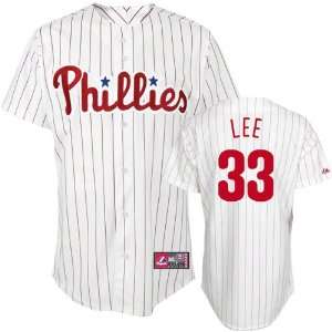Cliff Lee Jersey Adult Majestic Home White Pinstripe Replica #33 