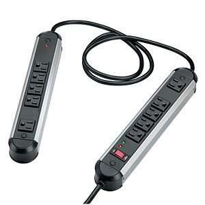  Split Metal Surge Protector with 2 Outlet Strips, 10 