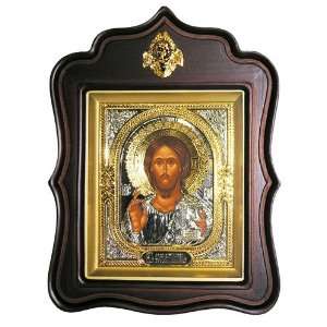   with Metal Oklad in Decorative Wood Kiot Christian Orthodox Icon