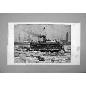  1881 Liverpool Frost Mersey Ferry Traffic Winter Ice