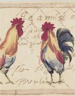 French Country Roosters Wallpaper Border Cream  
