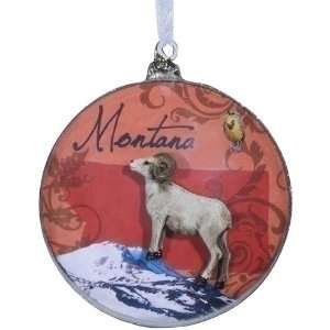  Pack of 6 State of Montana Glass Disk Christmas Ornaments 