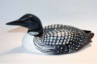 Vintage Hand Carved & Painted Wood Loon Duck Decoy Signed L Chen 98 