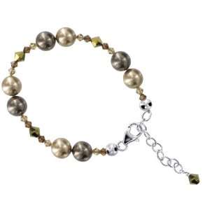  Sterling Silver Crystal accents Multicolor Imitation Pearl 