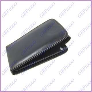 Black Leather Flip Case Pouch for Apple iPod Touch 4 4G  