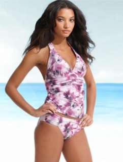 Jones New York Pink Watercolor Slimming Tankini Swimsuit 16 NWT NEW $ 