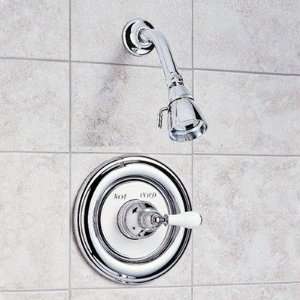 Hampton Shower Head and Trim with Porcelain Lever Handle Finish Satin 