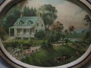 Currier and Ives tin serving tray   American Homestead  