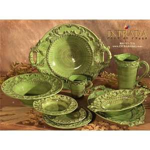  Intrada Italy Baroque Verde Green 15 Round Pasta Bowl 