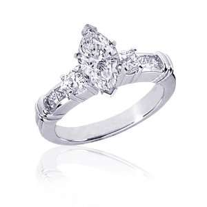   Marquise Cut 3 Stone Diamond Engagement Ring SI2 F COLOR VERY GOOD CUT