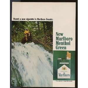  1967 Marlboro Menthol Green Waterfall Print Ad (8835 