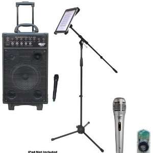 Speaker, Mic, Cable and Stand Package   PWMA1050 800 Watt VHF Wireless 