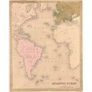    Bradford 1841 Antique Map of Atlantic Ocean