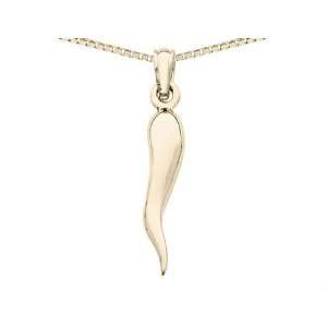    Italian Horn Pendant in 14K Yellow Gold with Chain Jewelry