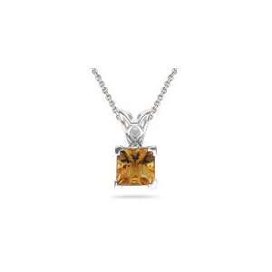  1.42 Cts Citrine Scroll Pendant in 18K White Gold Jewelry