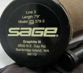 SAGE VPS light 379 3 7 9 3 wt fly fishing rod USED Graphite III 