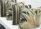 SET OF 4   TOMMY BAHAMA FABRIC BLACK GREEN TROPICAL STRIPE OUTDOOR 